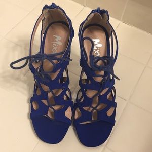 Mix cobalt blue suede high heels
